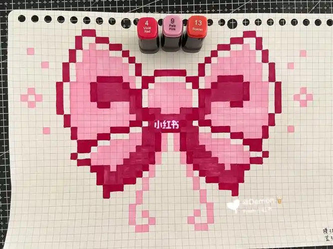 蝴蝶结像素画临摹网格本