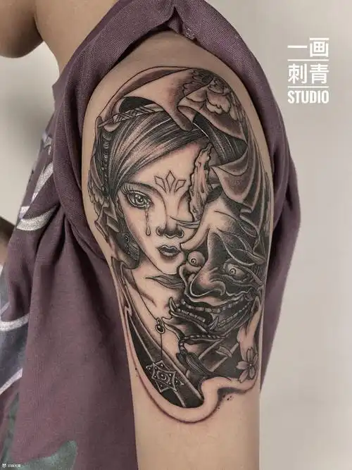 般若艺伎_纹身图案手稿图片_伟…的纹身作品集