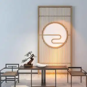 日式屏风隔断 新中式玄关客厅实木格栅日式现代简约镂空隔断栅栏