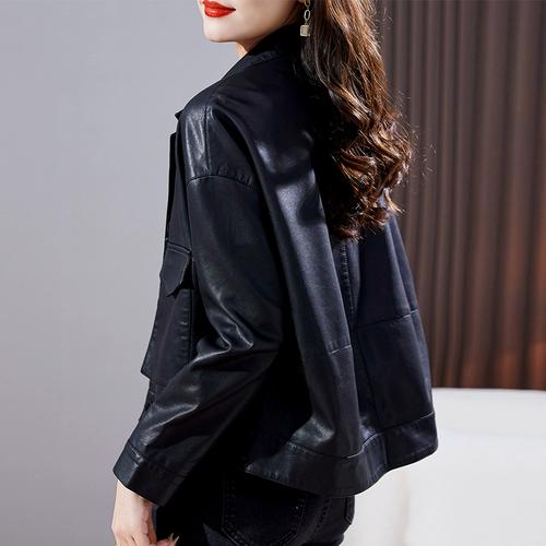 复古欧货短款皮衣外套女高级感2024新款宽松休闲时尚百搭夹克上衣