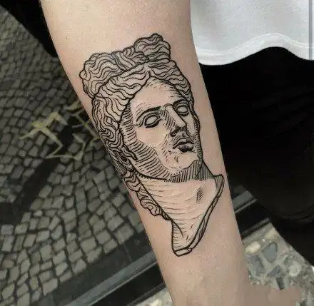 黑灰抽象的个性人头纹身图案69