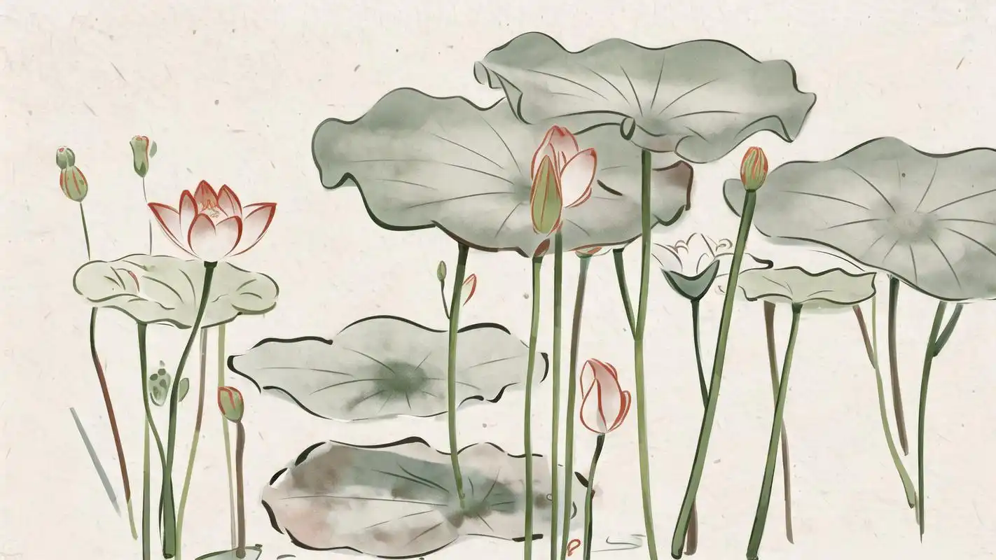 水墨荷花国画壁纸精选96 探索中国传统艺术的魅力,这组水墨荷花国画