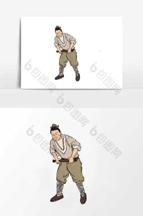 淡彩国画的古代农民生活图片