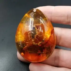 透明琥珀项链图片