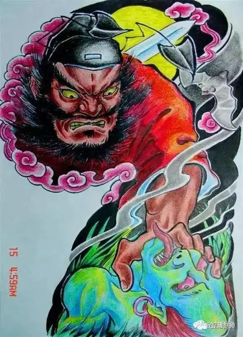 我是雕刻师素描手稿三十八期钟馗纹身雕刻素材