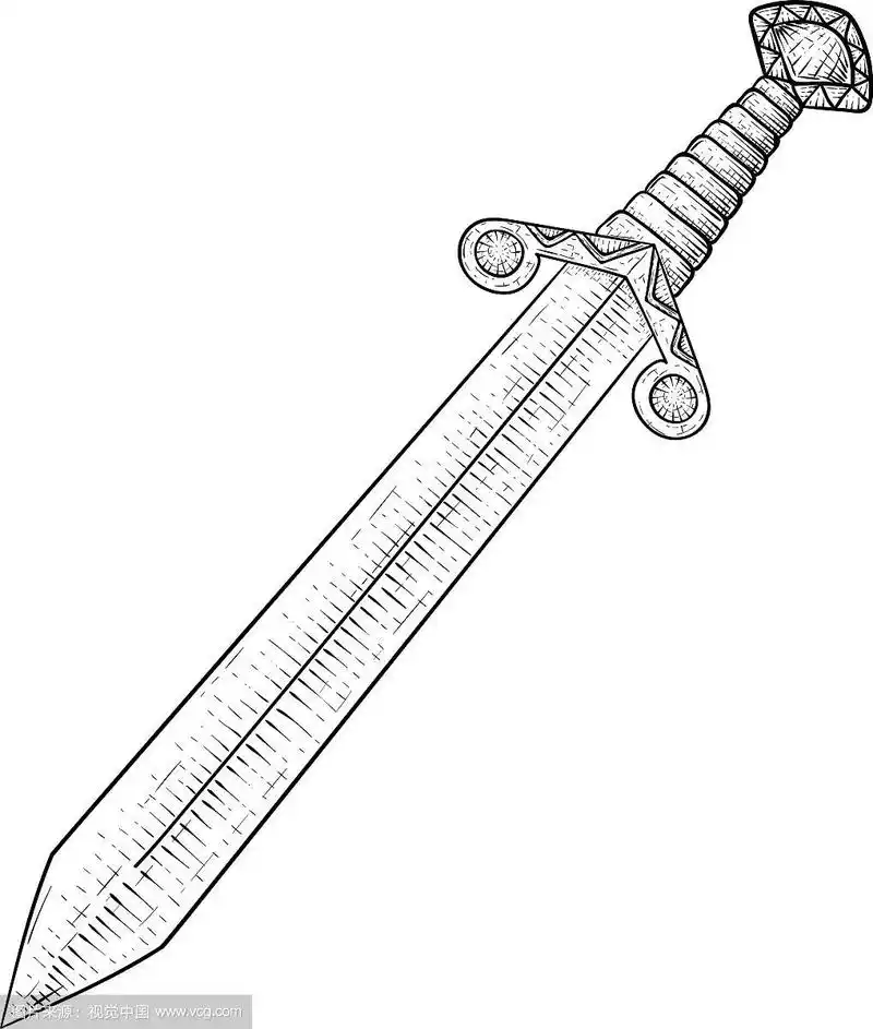 中世纪剑手绘草图
