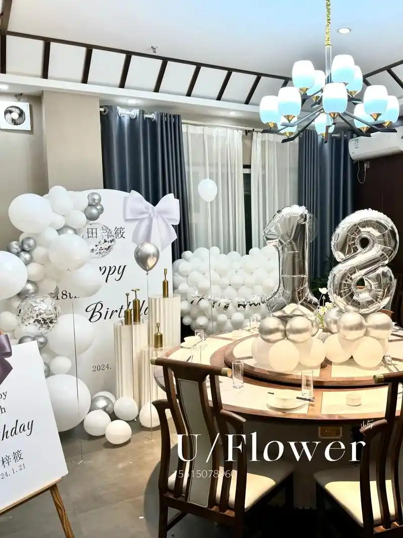 内黄生日宴布置.今日份女生生日宴布置完成这个白银色系真的太 - 抖音