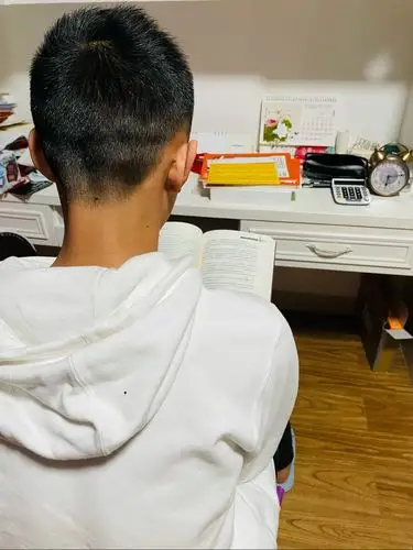 认真读书的背影