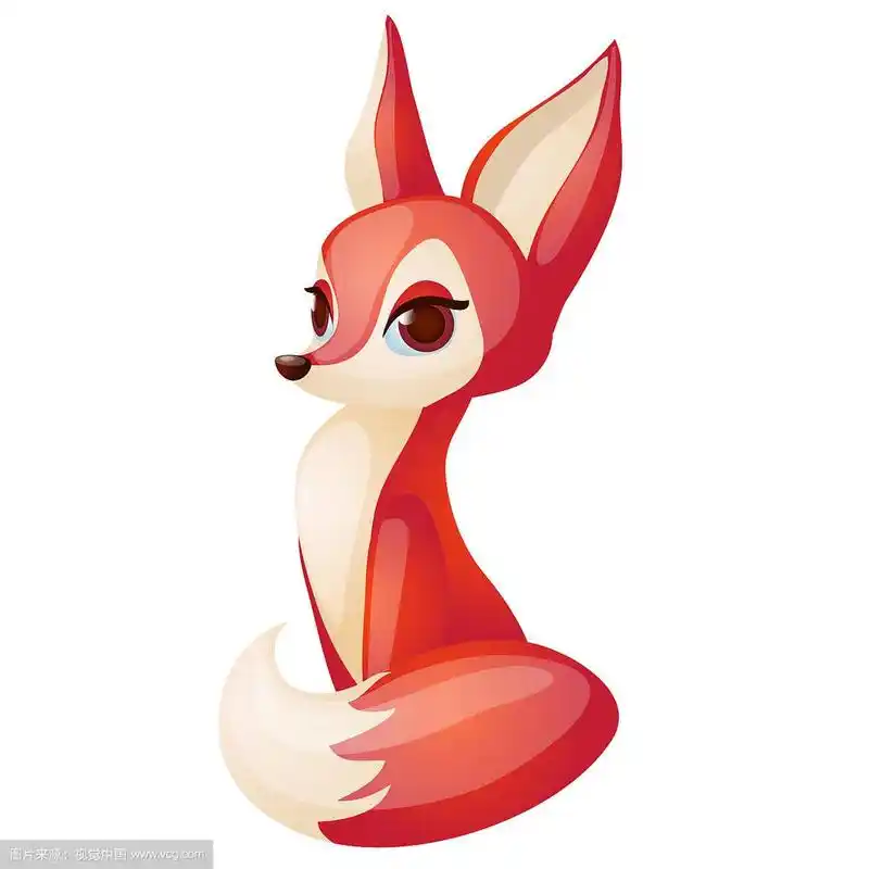 可爱的红色狐狸,毛茸茸的尾巴和长长的耳朵