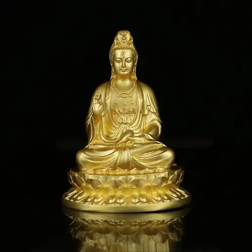 纯铜观音电镀金佛像随身大慈大悲的观世音自在菩萨车载摆件