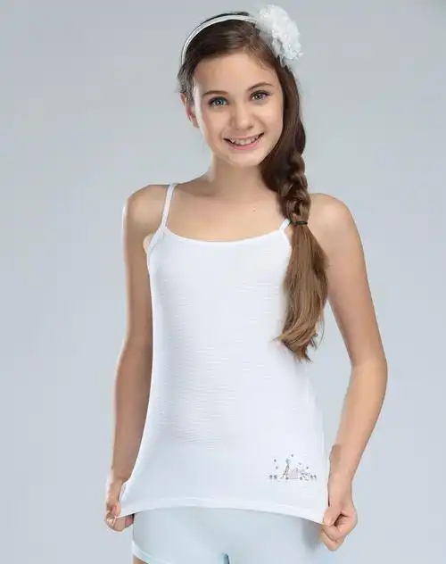 韩国久岁伴jiusuiban大童内衣家居服专场白色女童吊带背心jdb7201700