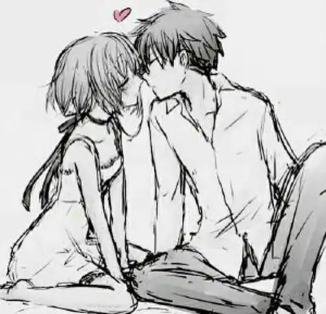 情侣动漫亲吻简笔画教程