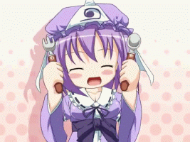 开心二次元萌妹子自嗨西行寺幽幽子gif动图_动态图_表情包下载_soogif