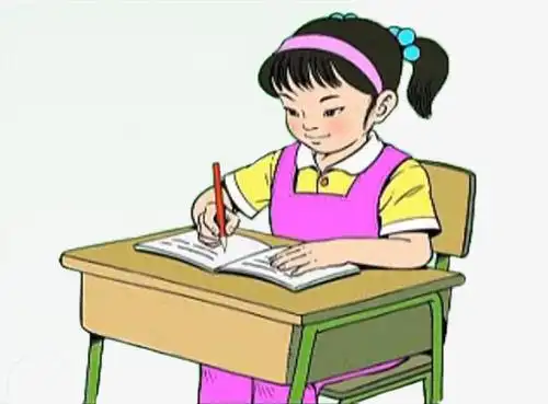 认真写作业的小女孩的简笔画