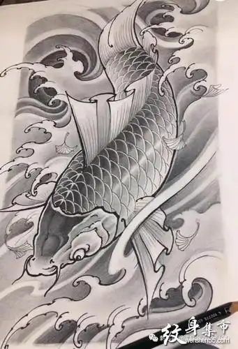鱼纹身,鱼纹身手稿,鱼纹身手稿图案