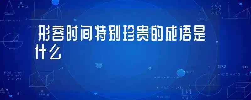 形容时间特别珍贵的成语是什么