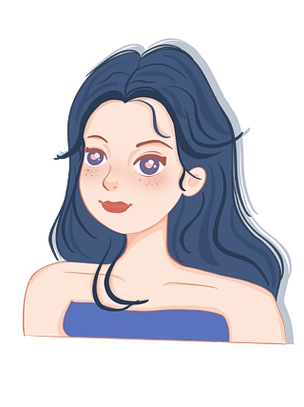 手绘卡通蓝色头发公主头像