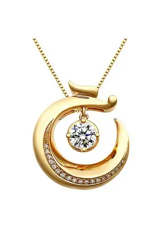 18k分色金钻石月亮星星镶钻吊坠18010690_ol珠宝_导购圈-中国时尚品牌