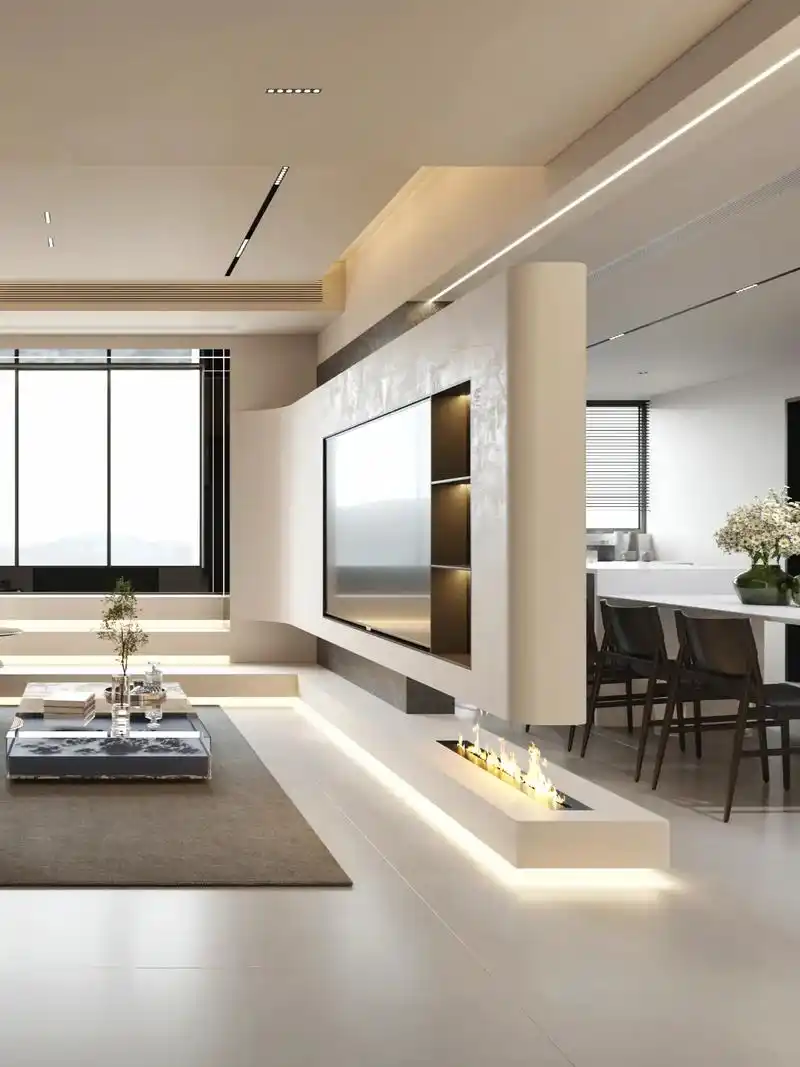 客厅悬浮电视背景墙 - 抖音