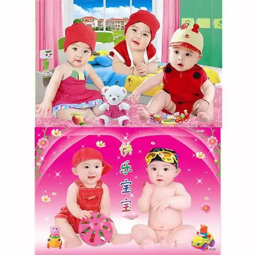 孕妇画像龙凤画报胎教贴画宝宝双胞