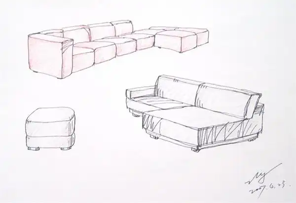 今天手绘的几张沙发图