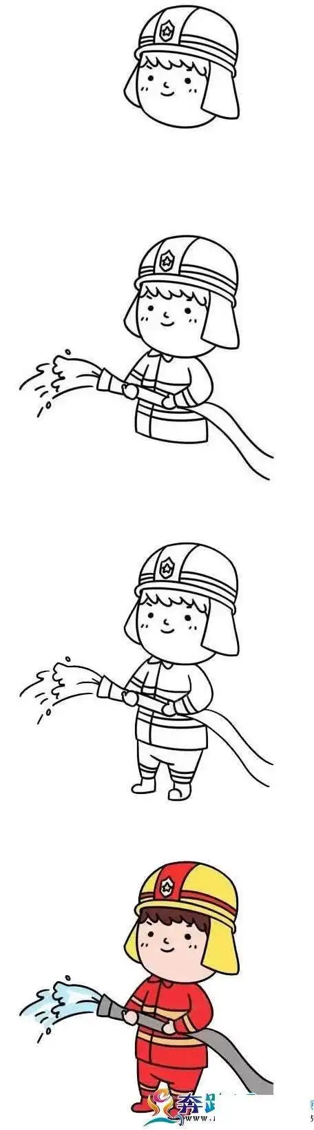 消防员叔叔简笔画画