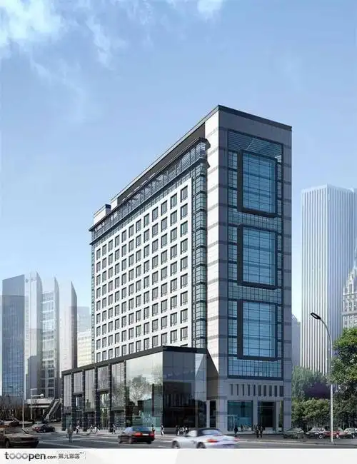 商务写字楼侧面建筑效果图