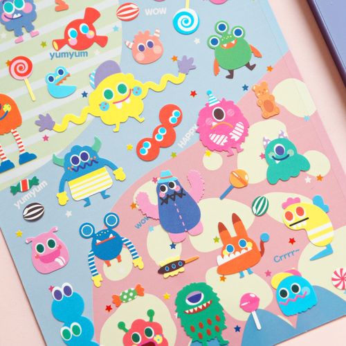 韩国bonito 可爱小怪物外星人怪兽diy手帐日记相册手工装饰贴纸画