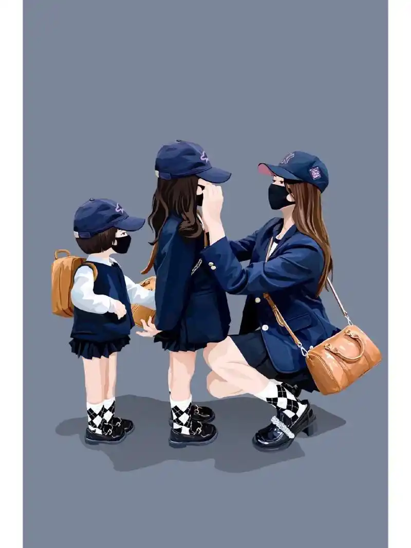 手绘‖妈妈送我去上学系列头像            7815你们要的两个女儿