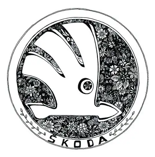 斯柯达logo手绘图案花环