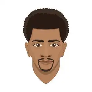 年轻的非洲男子头像字符男性脸人像卡通人物矢量插图照片