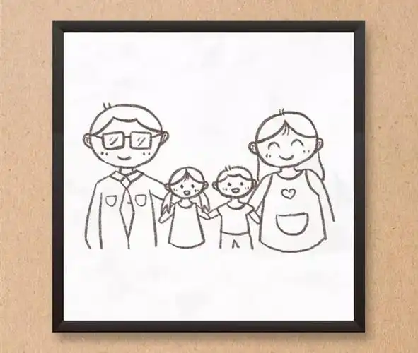 全家福简笔画四口之家《幸福一家人》