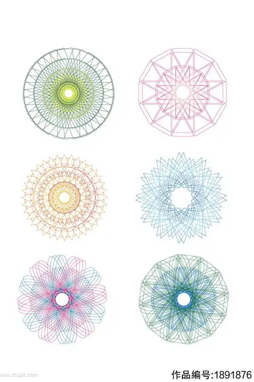 矢量圆形炫丽花纹图案
