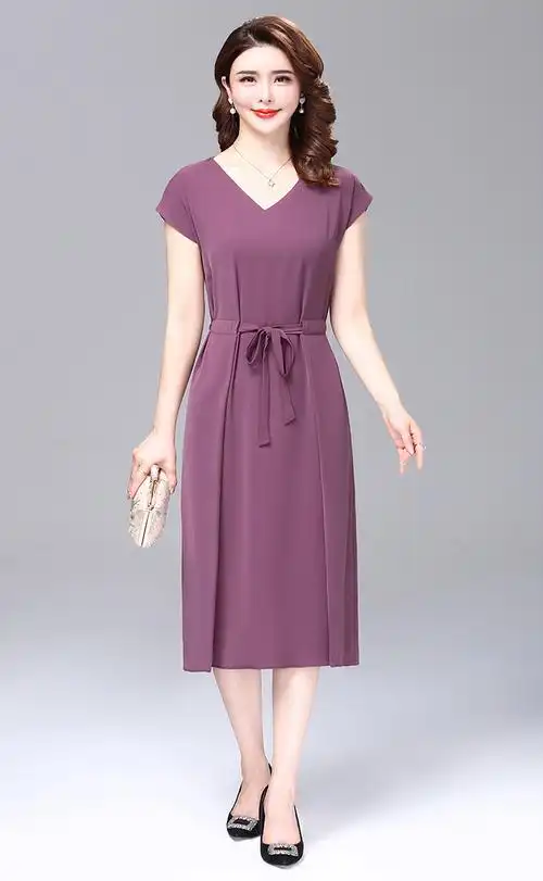 中年女夏装 连衣裙 中长款