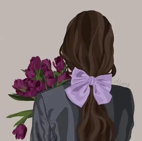 背影抱花情侣女头像 情侣头像图片大全 -【爱个性】