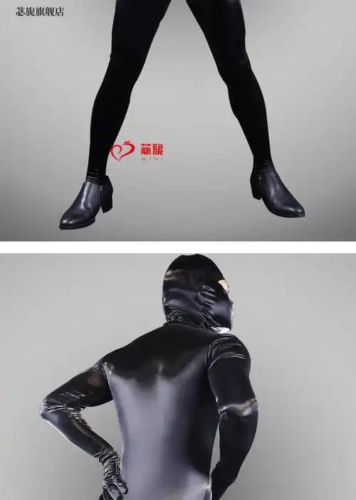 苾旎 欧美风亮皮pu男士全包连体紧身衣b23男舞台装塑身衣【下单现做7