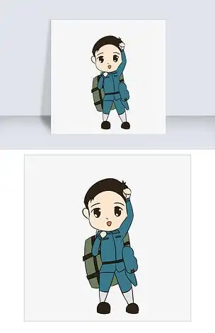 手绘行军中的八路军战士插画