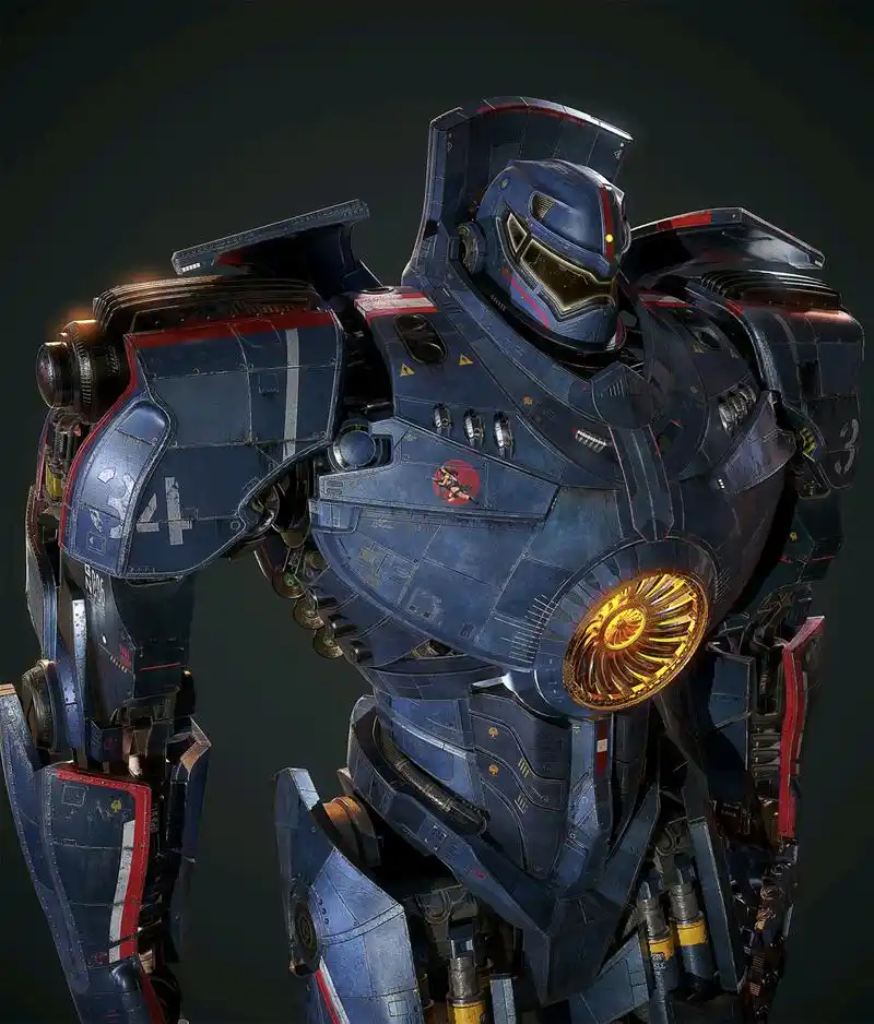 建模欣赏:电影《环太平洋》机甲"危险流浪者"建模,剧中机甲高80米左右