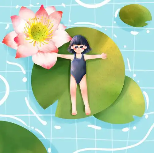 首页>资源>免扣元素>背景元素>卡通/手绘>夏天女孩游泳人物插画夏天