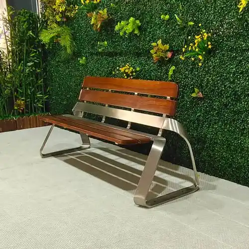 承德户外不锈钢长条凳室外菠萝格防腐木景观成品坐凳公园竹木长凳