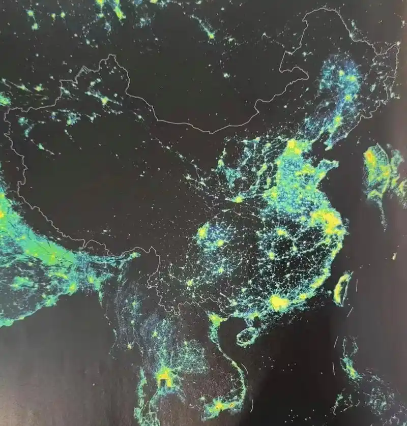 全国卫星夜间灯光图