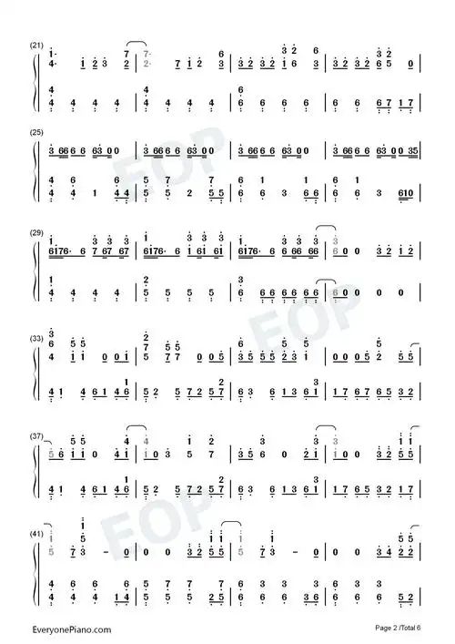 fallin flower-舞い落ちる花びら双手简谱预览2