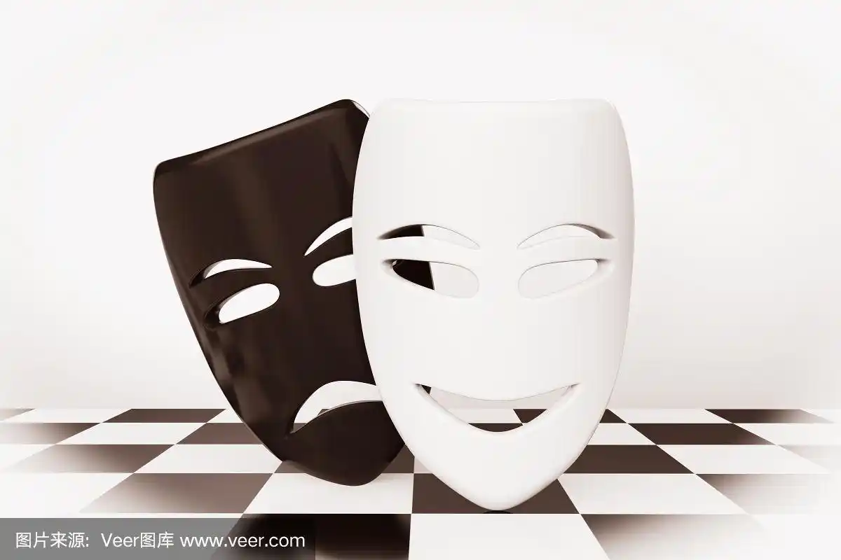 悲喜剧的戏剧面具.悲伤和微笑的面具