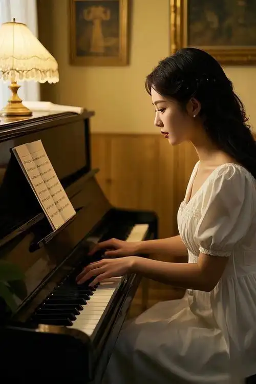 看图片中弹琴的女子,专注且沉静,琴音仿佛能流淌出无尽情感