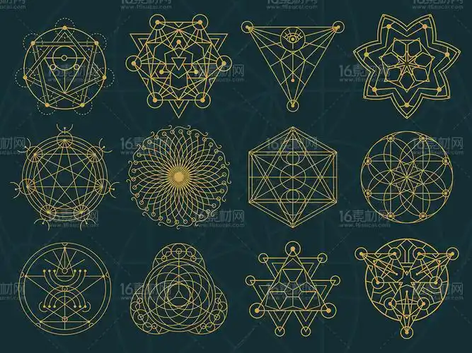 多款金色神秘几何图案矢量素材