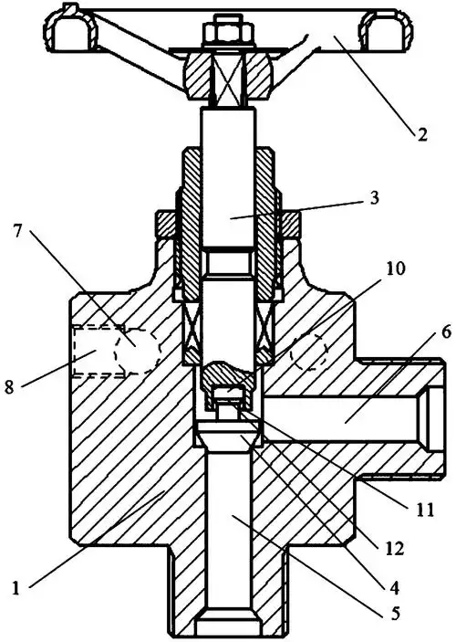 针型阀,包括:阀体,手轮,阀杆,阀瓣,所述阀杆与阀瓣置于所述阀体的内部