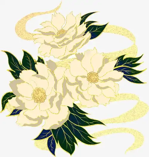 国潮中国风手绘植物pic设计元素,国潮中国风手绘植物透明png背景素材