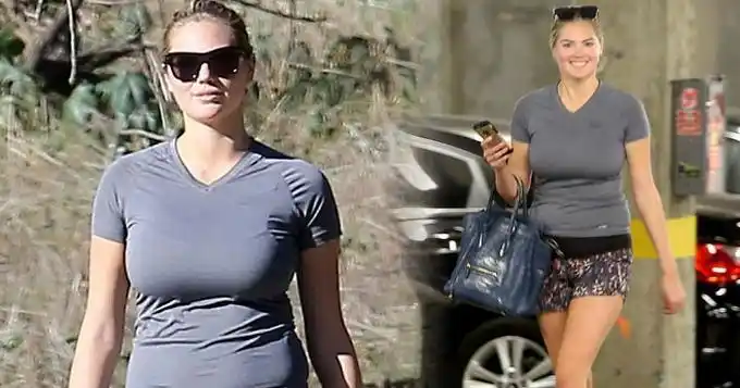 抖奶超模素颜外出 上围丰满腹部赘肉凸显