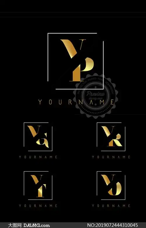 金色双字母组合创意标志矢量素材v3