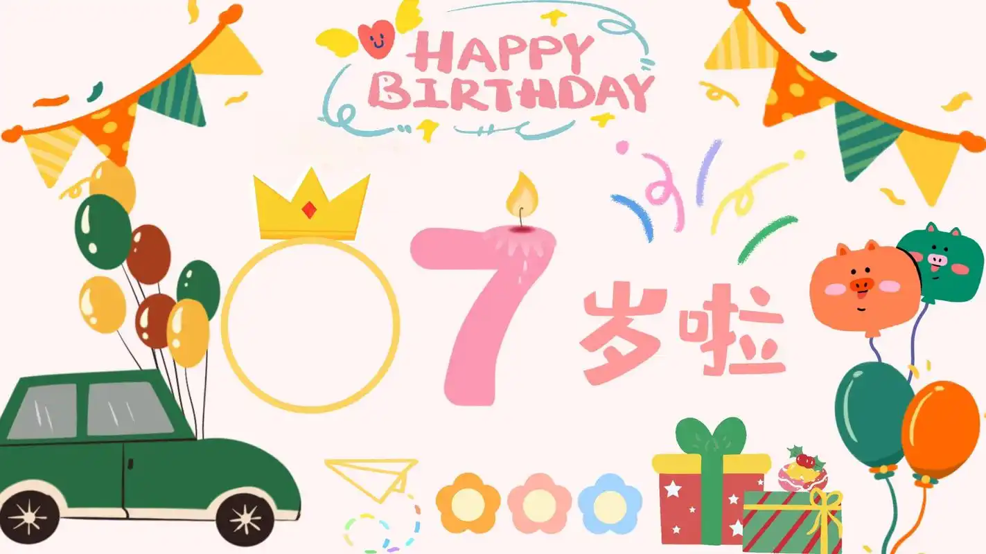 专属生日背景 原创1-9岁宝宝生日背景图来啦!